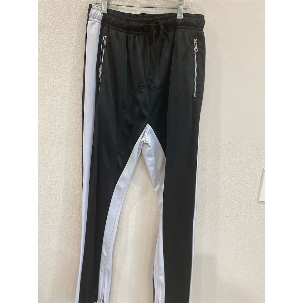 Men's Black Uncle Ralph Track Pants M High Rise Zipped Pockets baddie
